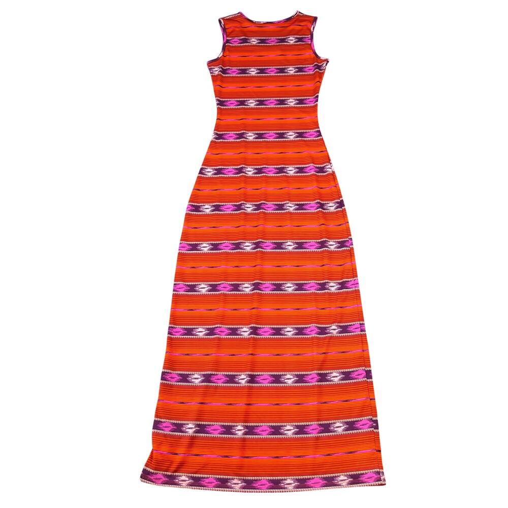 Wrangler Red Orange Western Aztec Sleeveless Scoop Neck Maxi Dress (Sz XS) - Picture 3 of 14